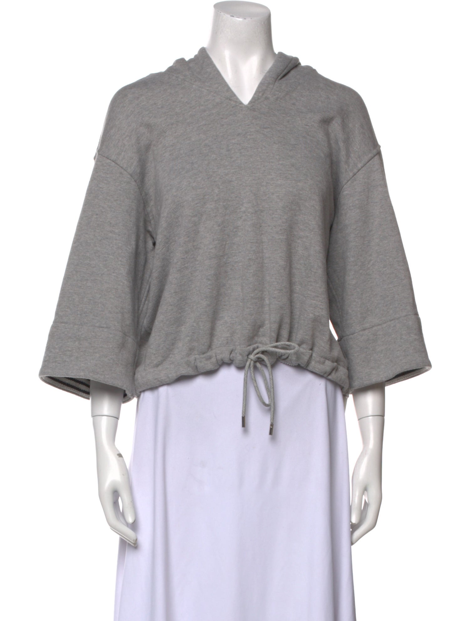 Theory V-Neck Three-Quarter Sleeve Hoodie