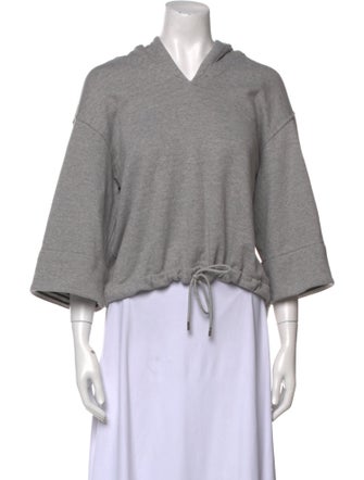 Theory V-Neck Three-Quarter Sleeve Hoodie