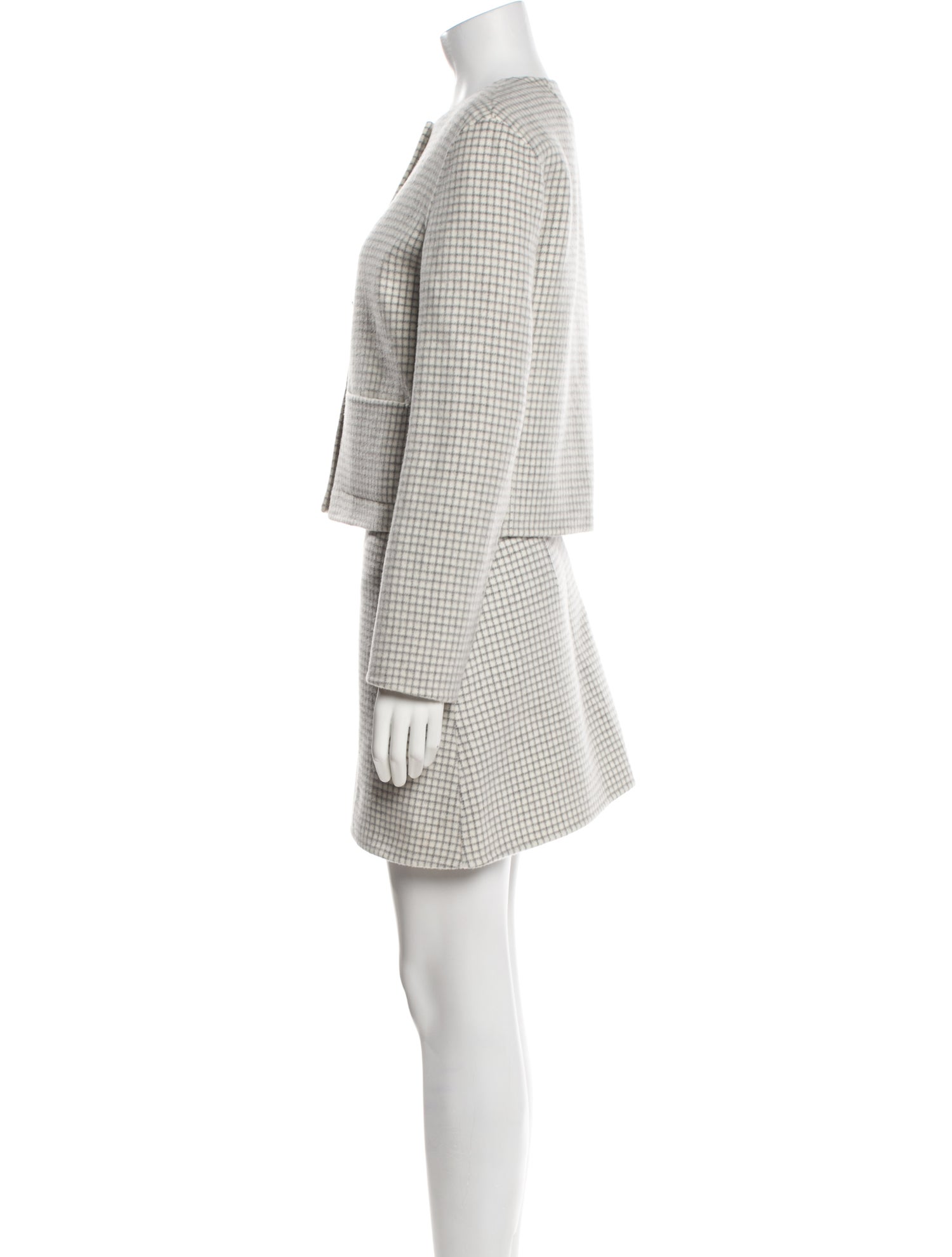 Theory Wool Plaid Print Skirt Set