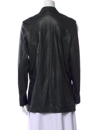 Theory Leather Long Sleeve Button-Up Top