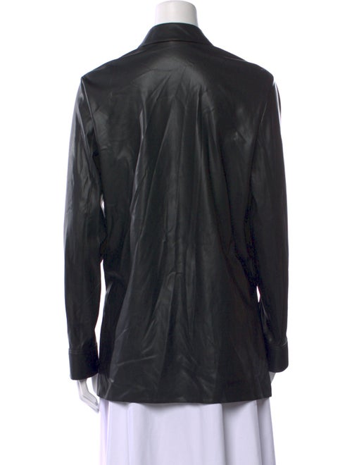 Theory Leather Long Sleeve Button-Up Top