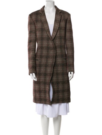 Theory Virgin Wool Plaid Print Coat