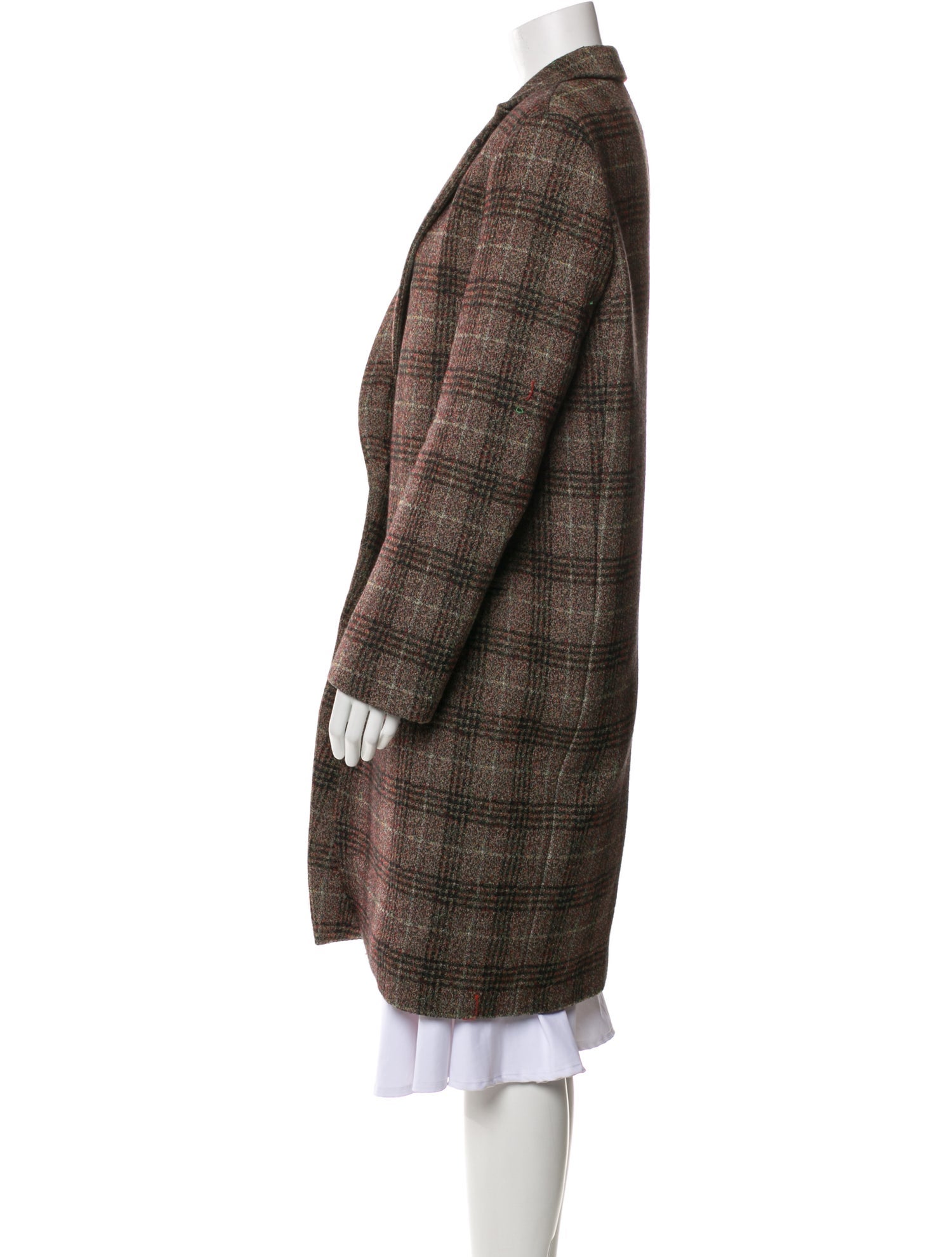 Theory Virgin Wool Plaid Print Coat