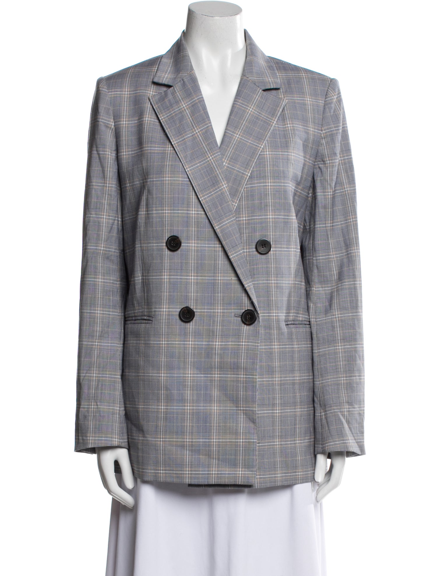 Theory Virgin Wool Plaid Print Blazer