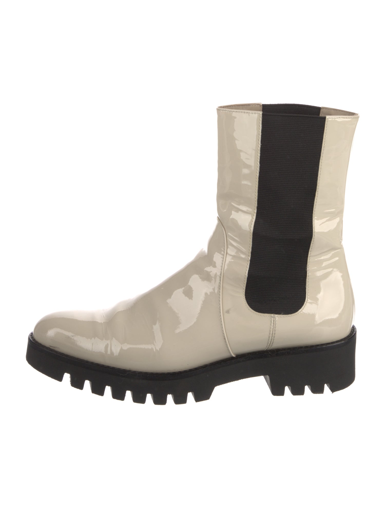 Theory Leather Colorblock Pattern Combat Boots