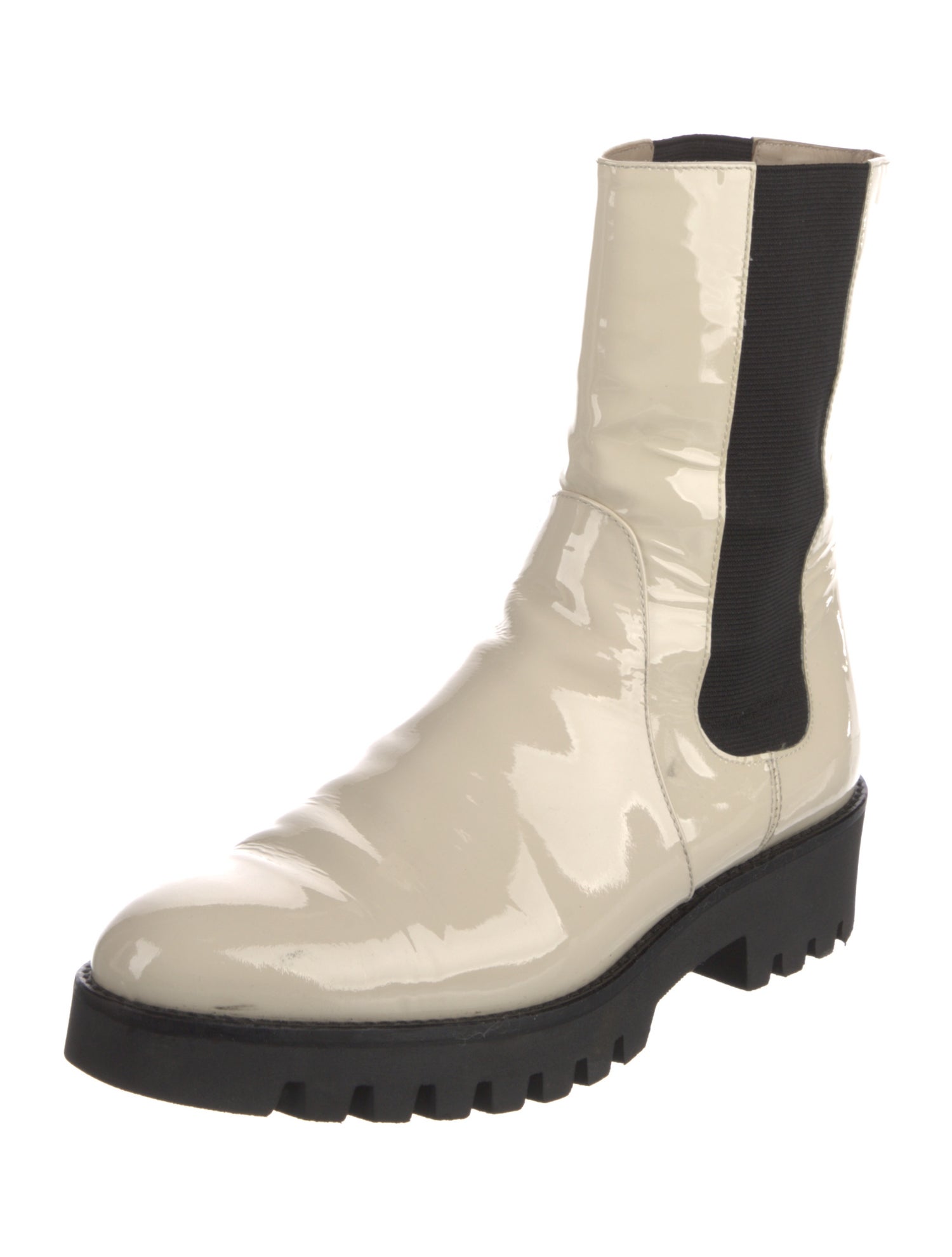 Theory Leather Colorblock Pattern Combat Boots