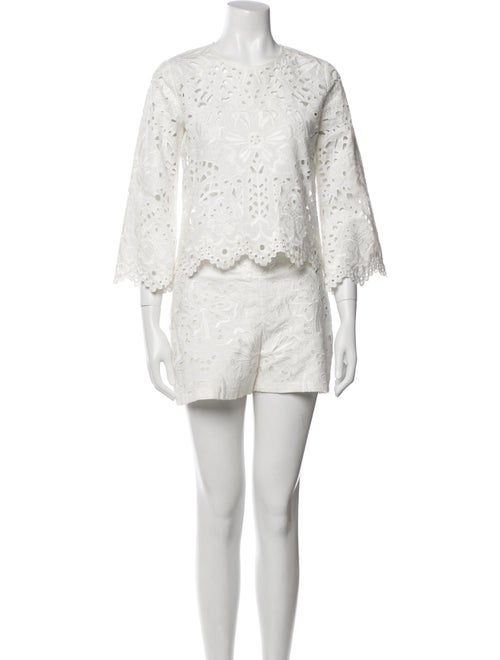 Theory Linen Crochet Trim Short Set