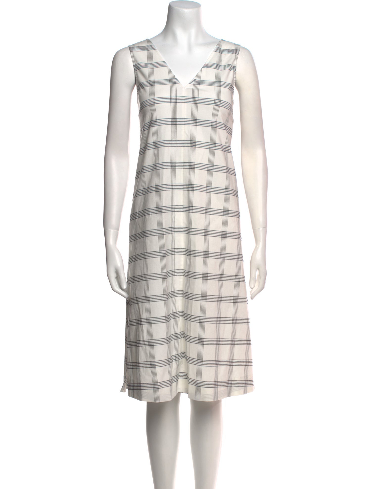 Theory Plaid Print Midi Length Dress