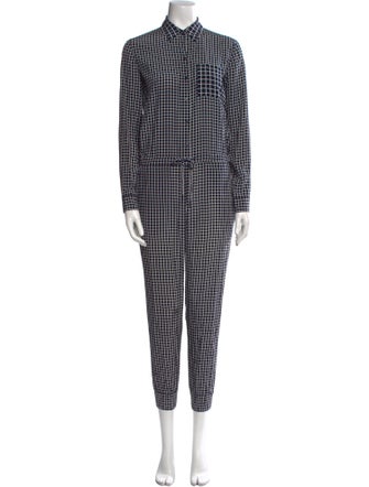 Theory Silk Plaid Print Jumpsuit