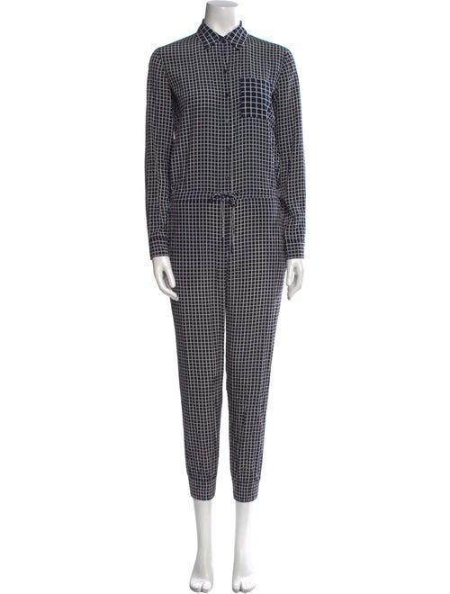 Theory Silk Plaid Print Jumpsuit