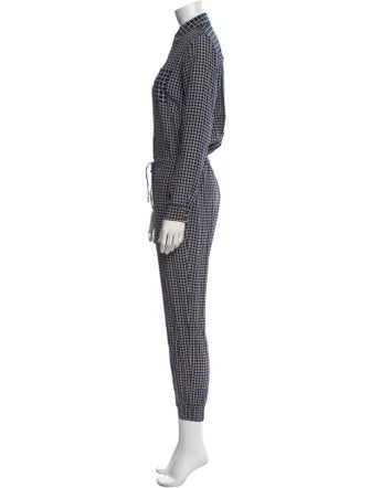 Theory Silk Plaid Print Jumpsuit