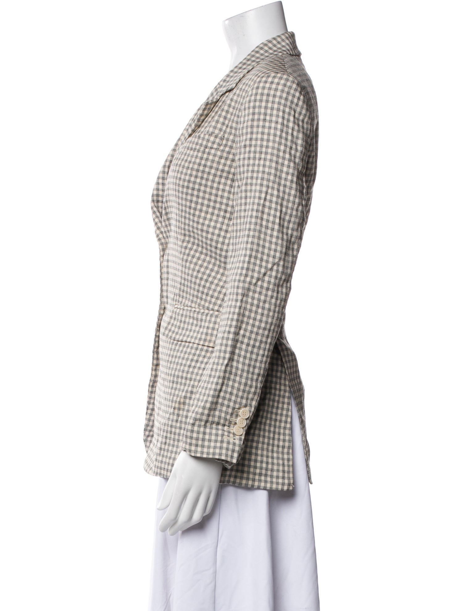 Theory Linen Plaid Print Blazer