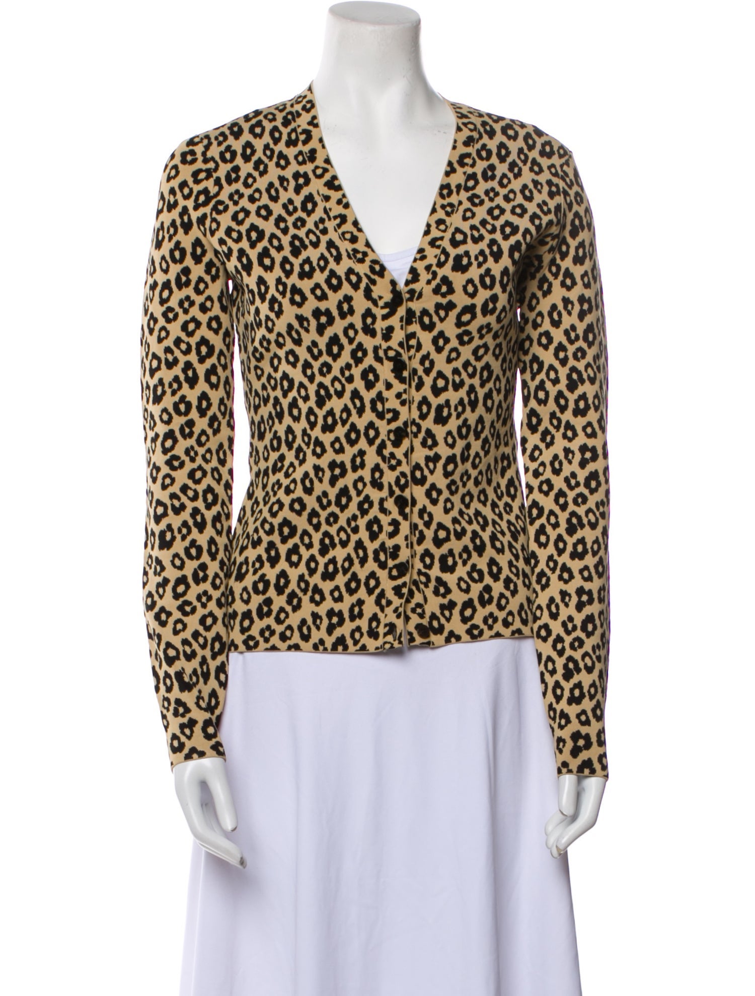 Theory Animal Print V-Neck Sweater