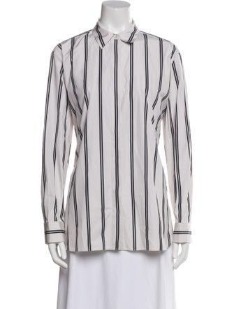 Theory Striped Long Sleeve Button-Up Top