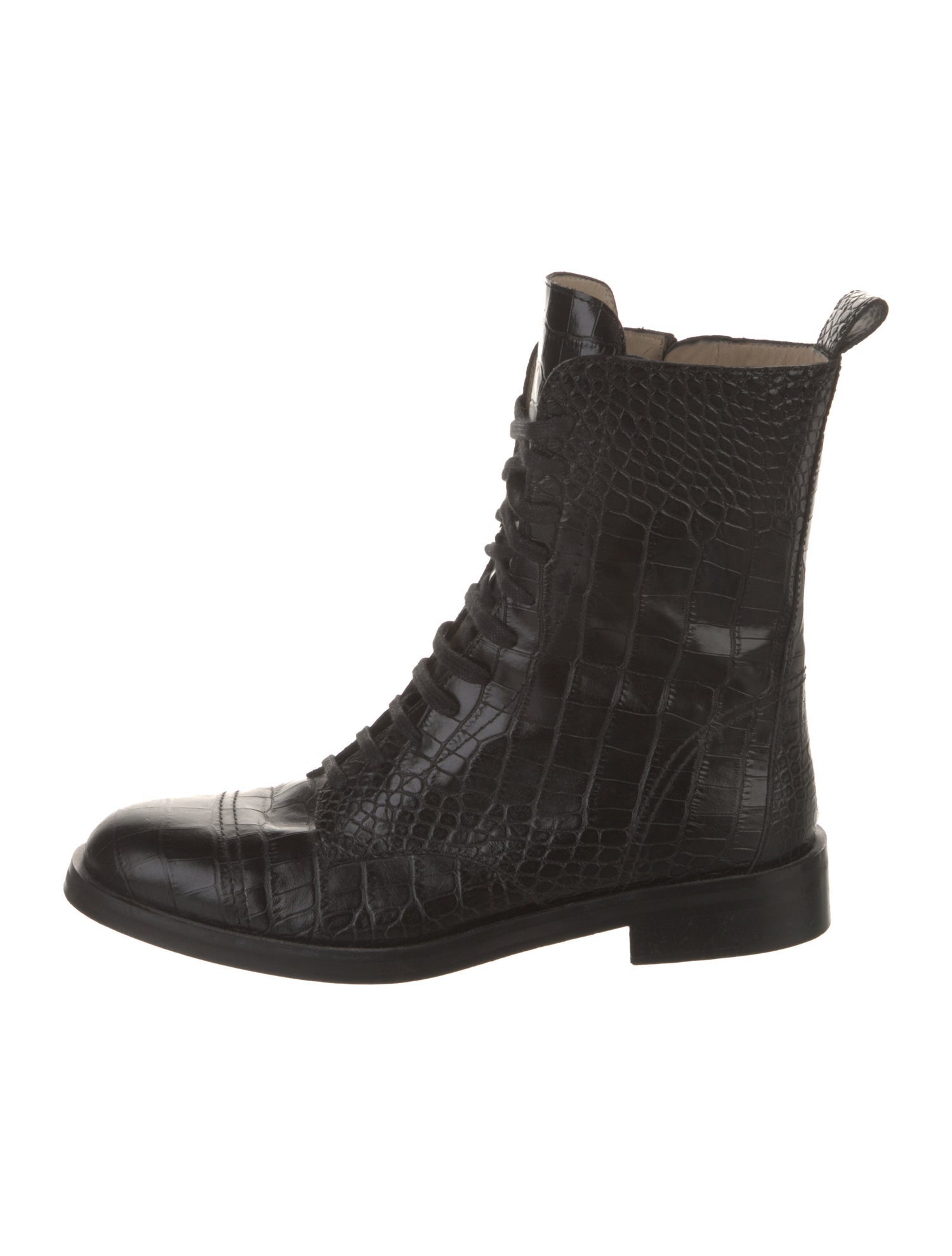 Theory Embossed Leather Combat Boots