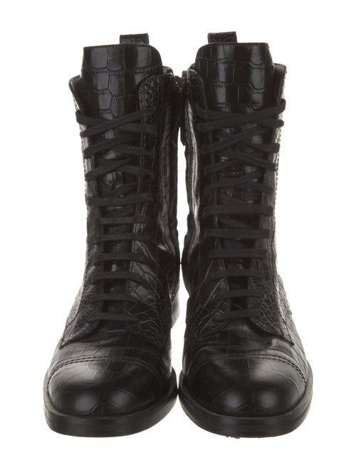 Theory Embossed Leather Combat Boots