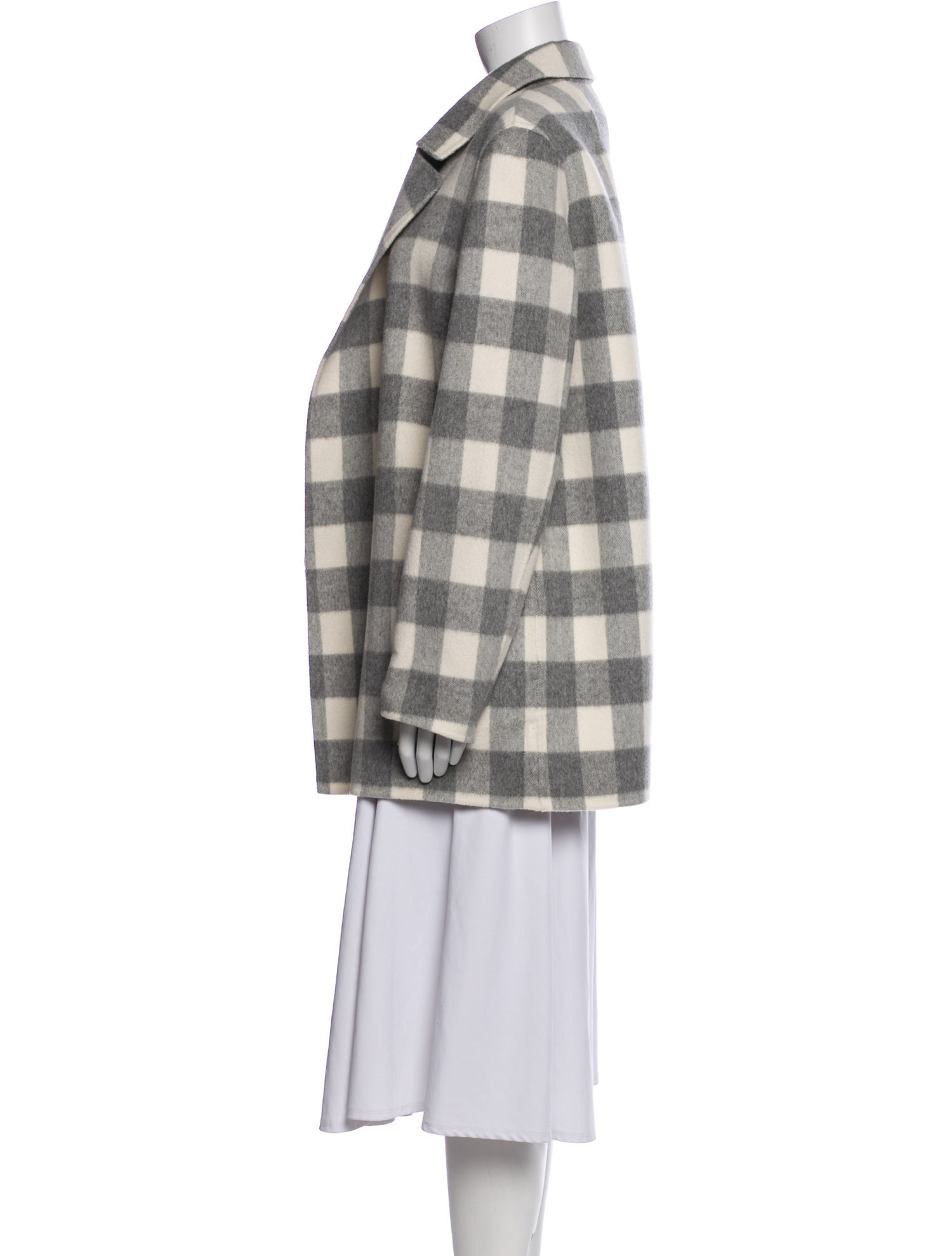 Theory Wool Plaid Print Peacoat