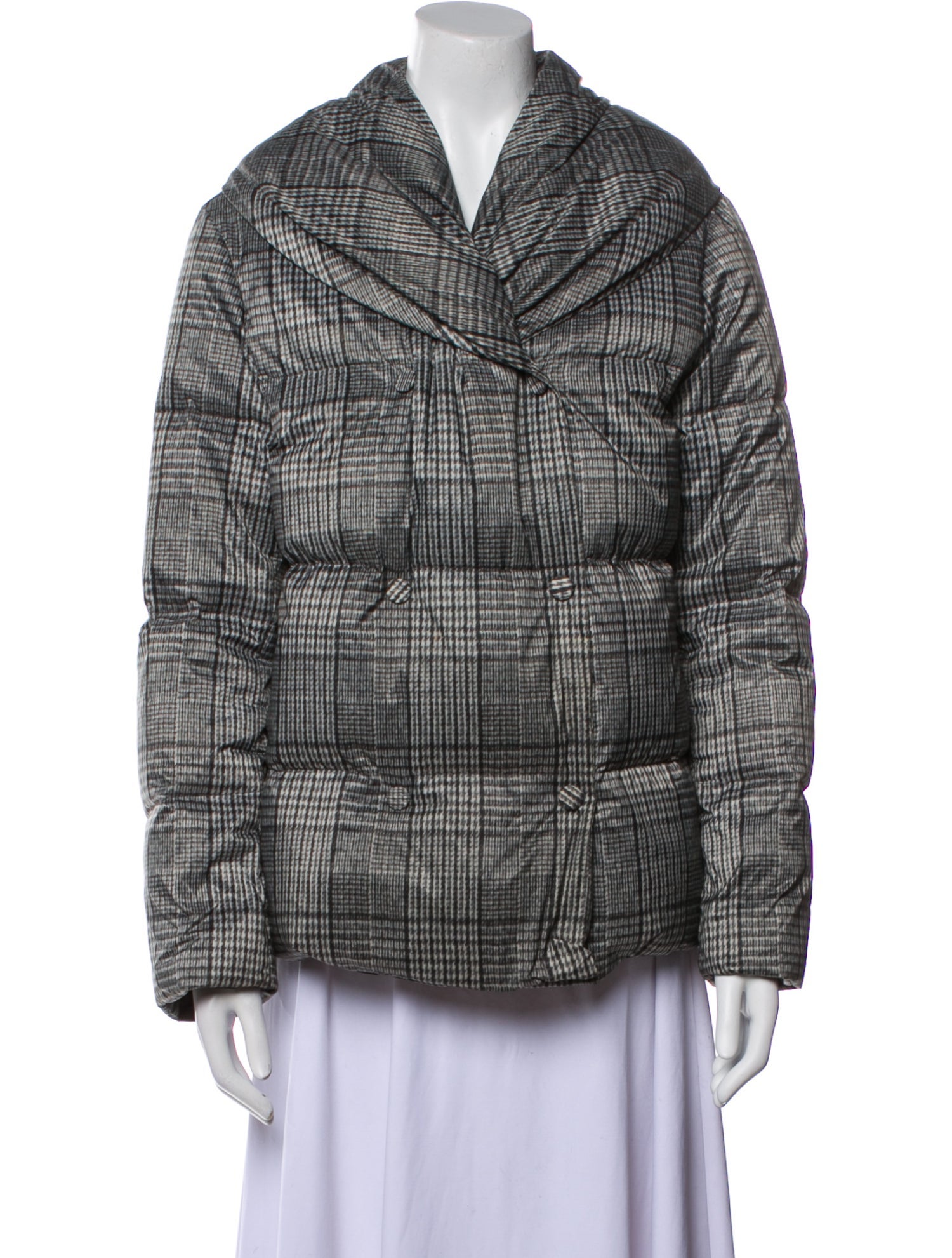 Theory Plaid Print Down Jacket