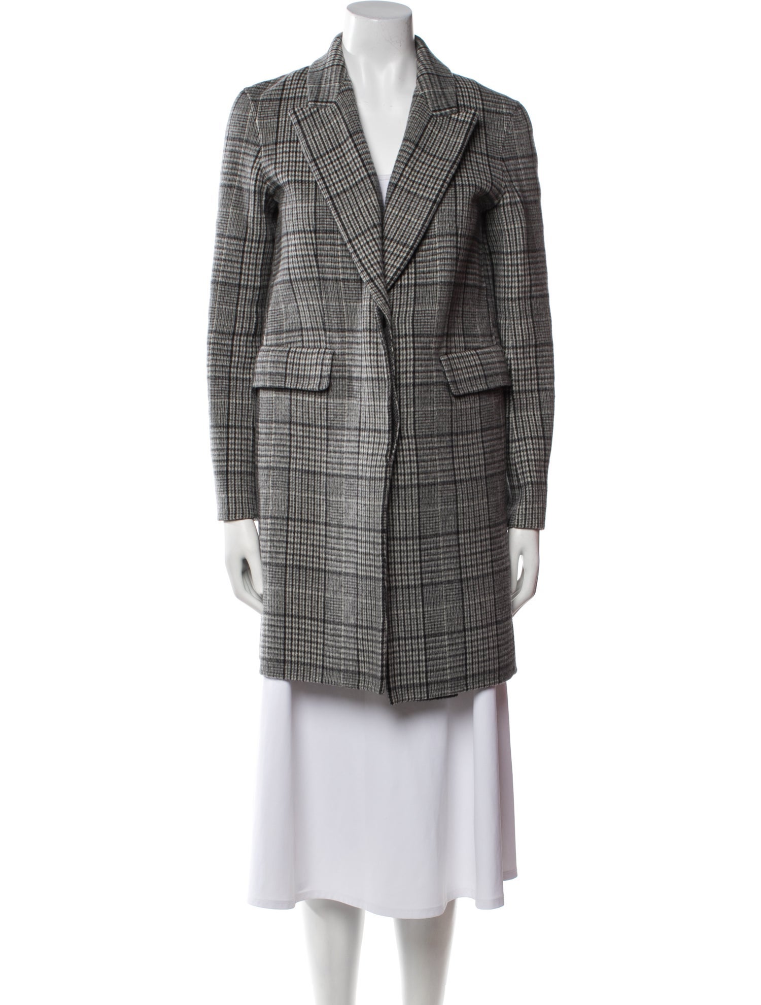 Theory Virgin Wool Plaid Print Coat