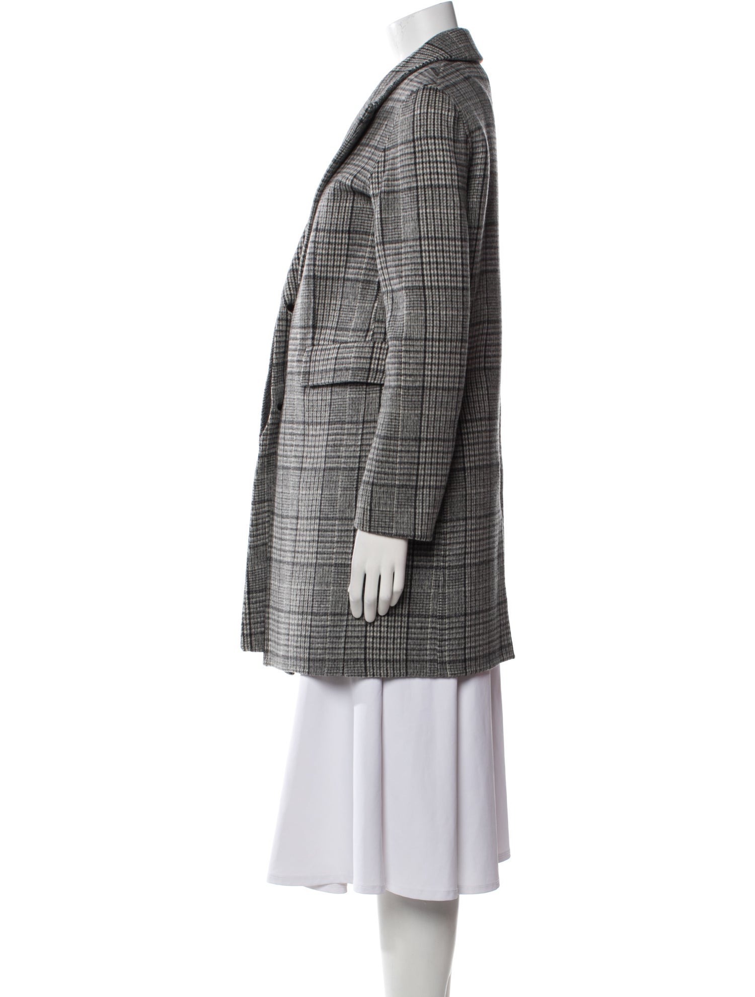 Theory Virgin Wool Plaid Print Coat