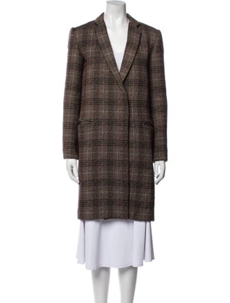 Theory Virgin Wool Plaid Print Coat