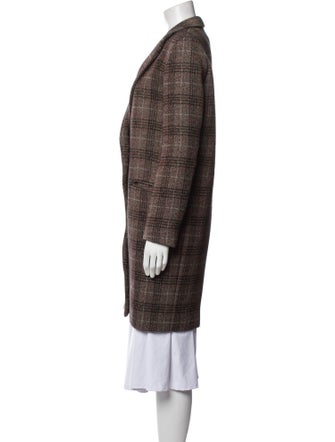 Theory Virgin Wool Plaid Print Coat