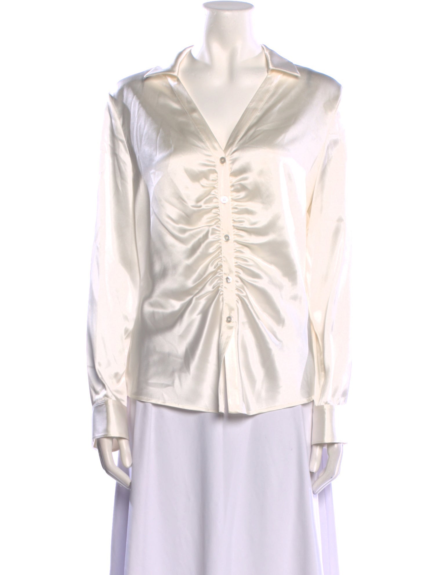 Theory Satin V-Neck Button-Up Top