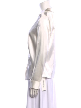 Theory Satin V-Neck Button-Up Top