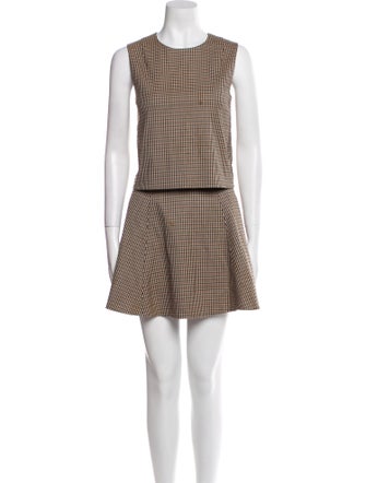 Theory Plaid Print Skirt Set