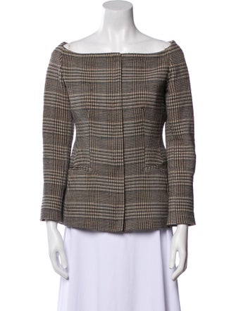 Theory Virgin Wool Plaid Print Jacket