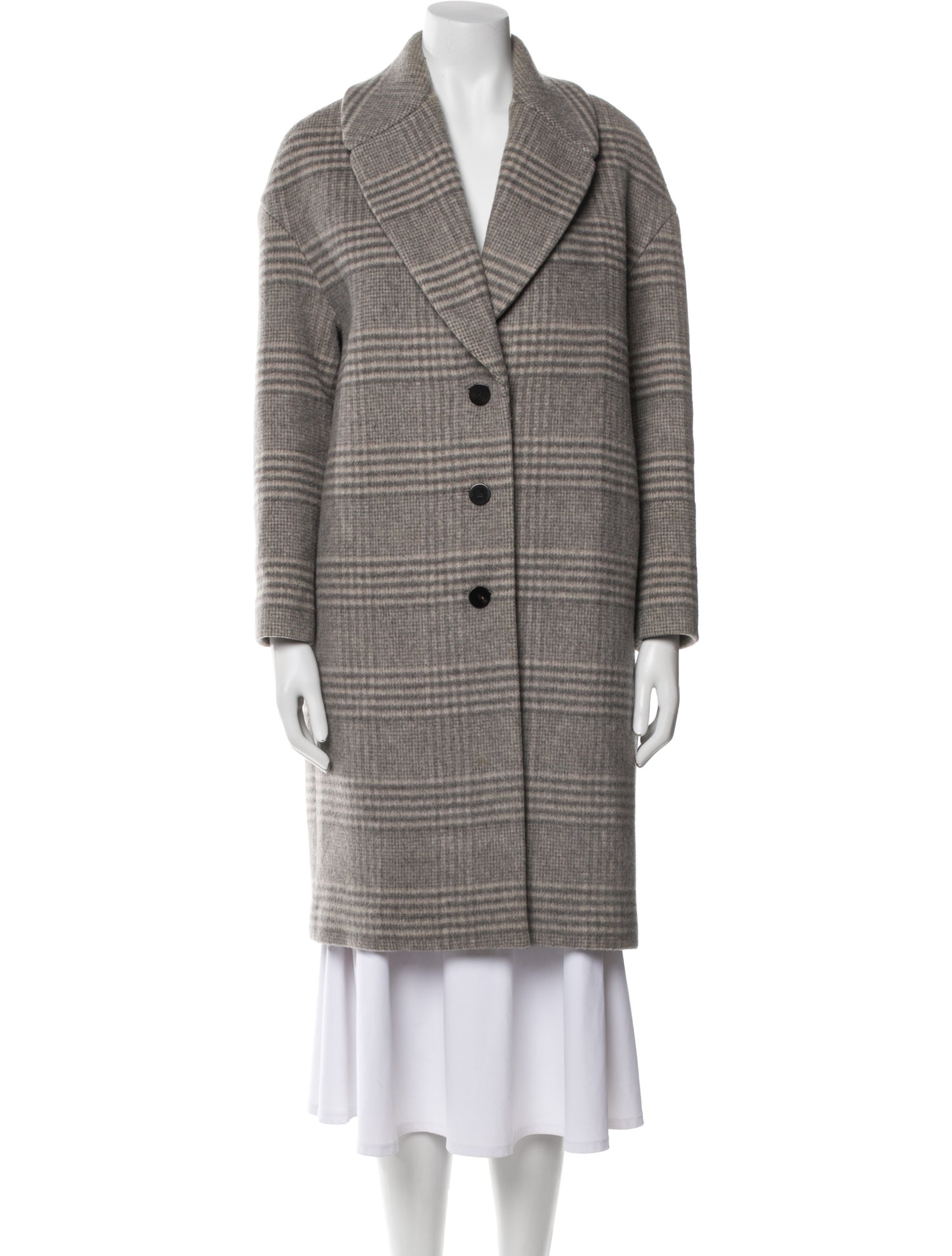 Theory Wool Plaid Print Peacoat