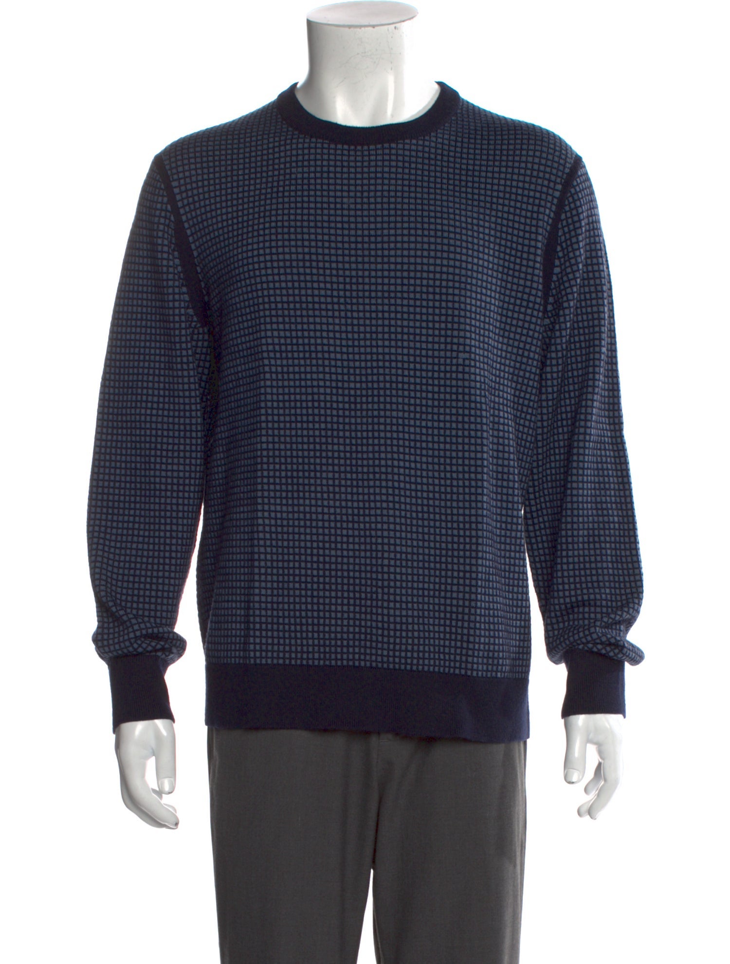 Theory Plaid Print Crew Neck Pullover