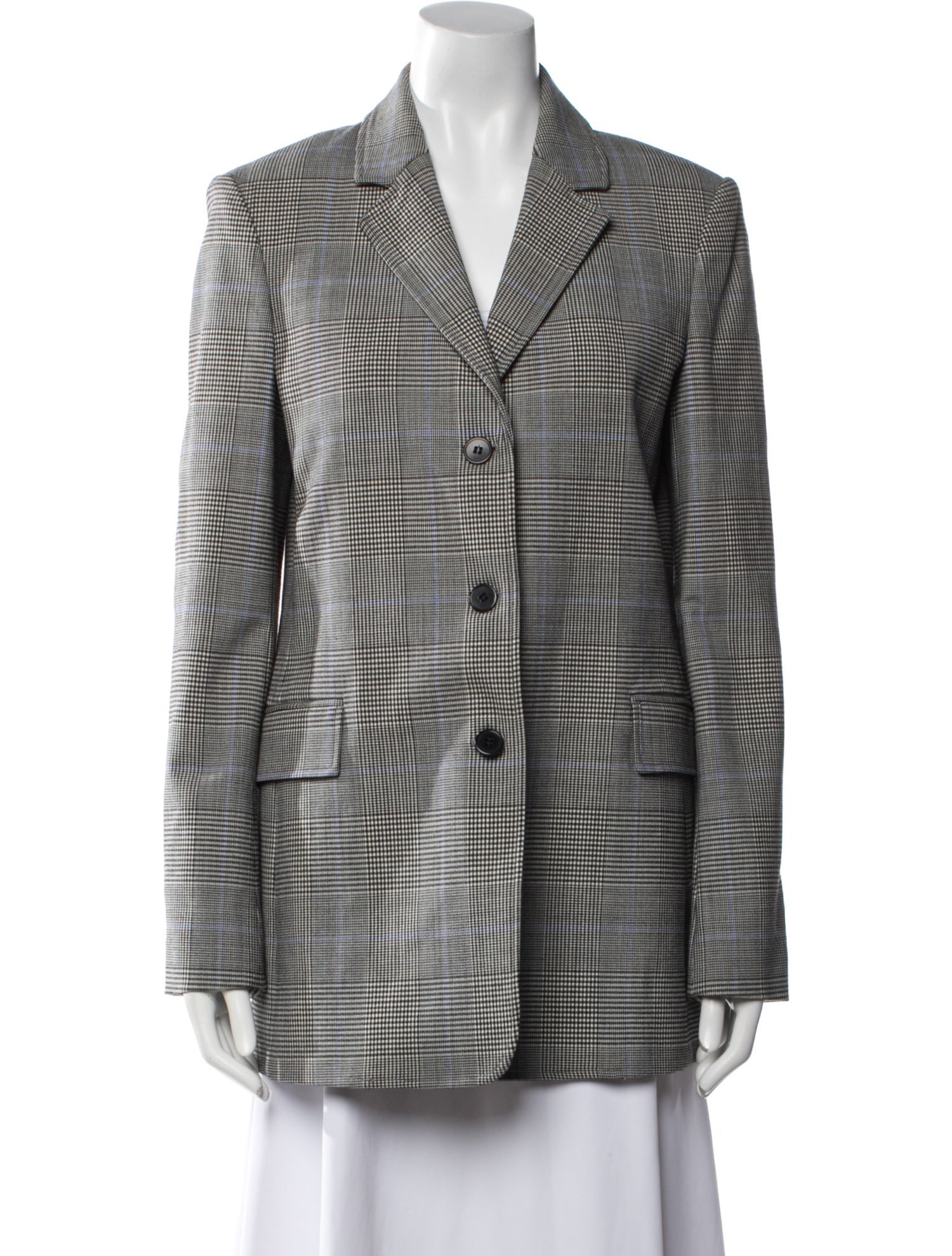 Theory Virgin Wool Plaid Print Blazer