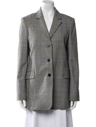 Theory Virgin Wool Plaid Print Blazer