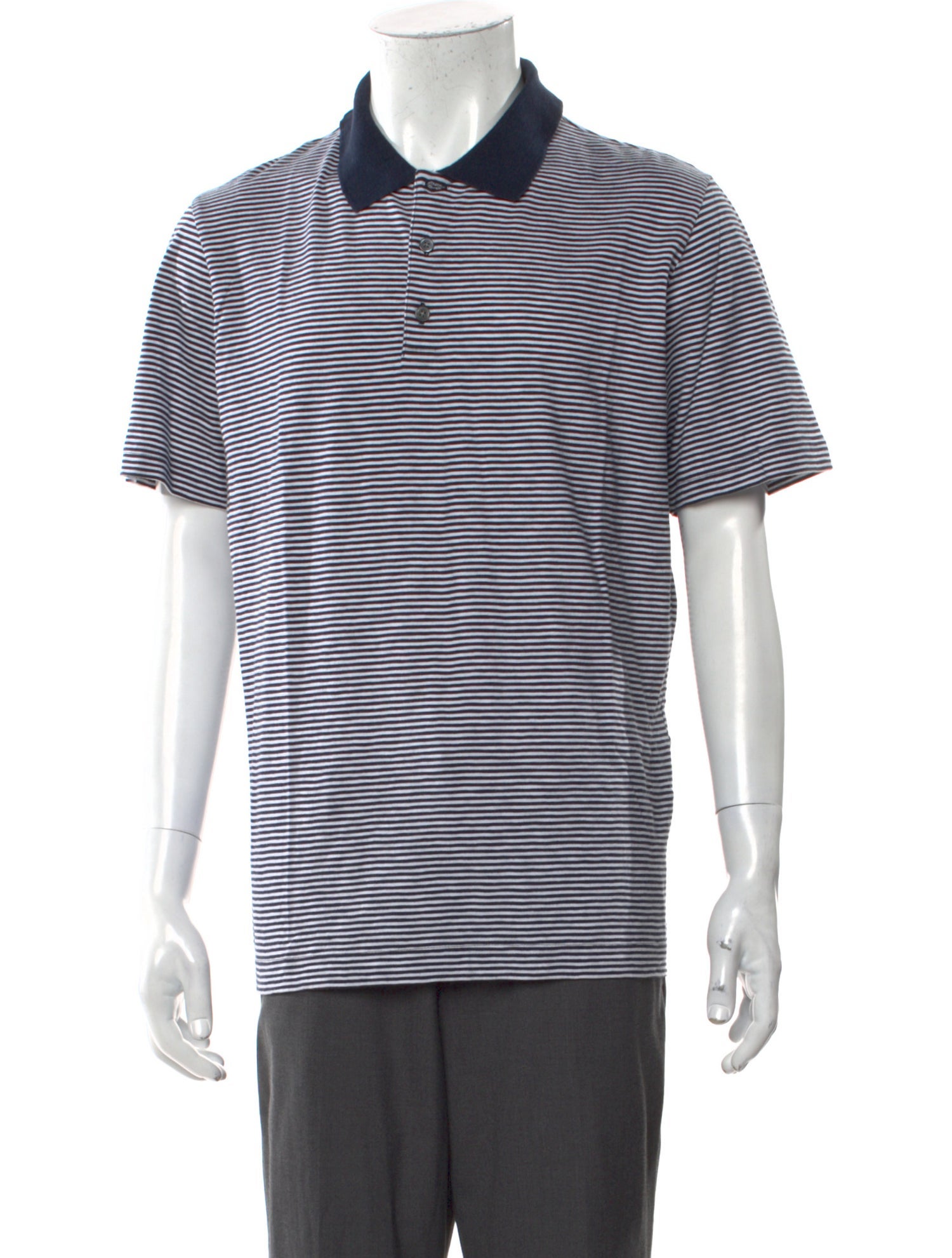 Theory Striped V-Neck Polo Shirt