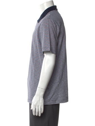 Theory Striped V-Neck Polo Shirt