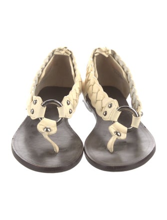 Theory Leather Printed Slingback Sandals