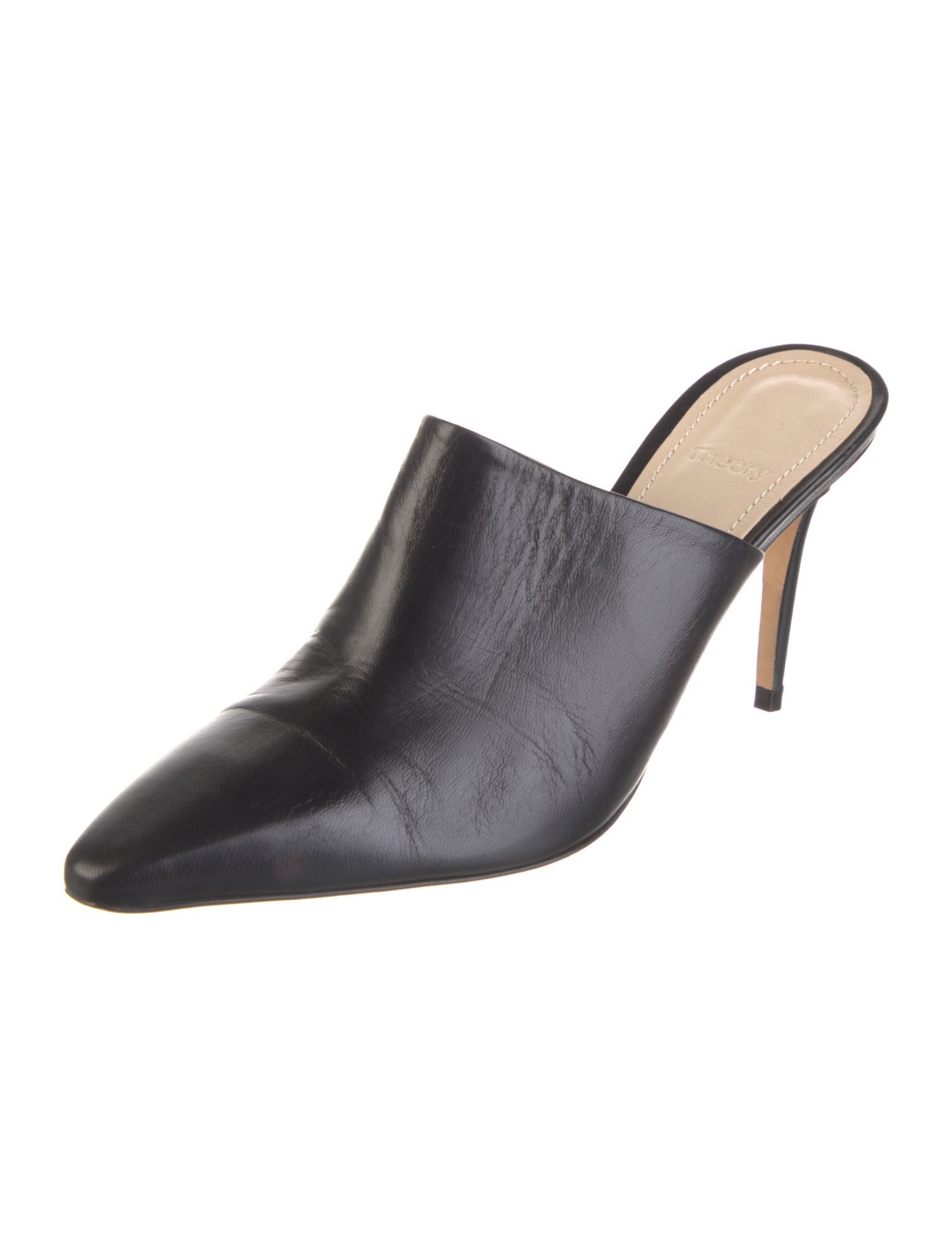 Theory Leather Animal Print Mules