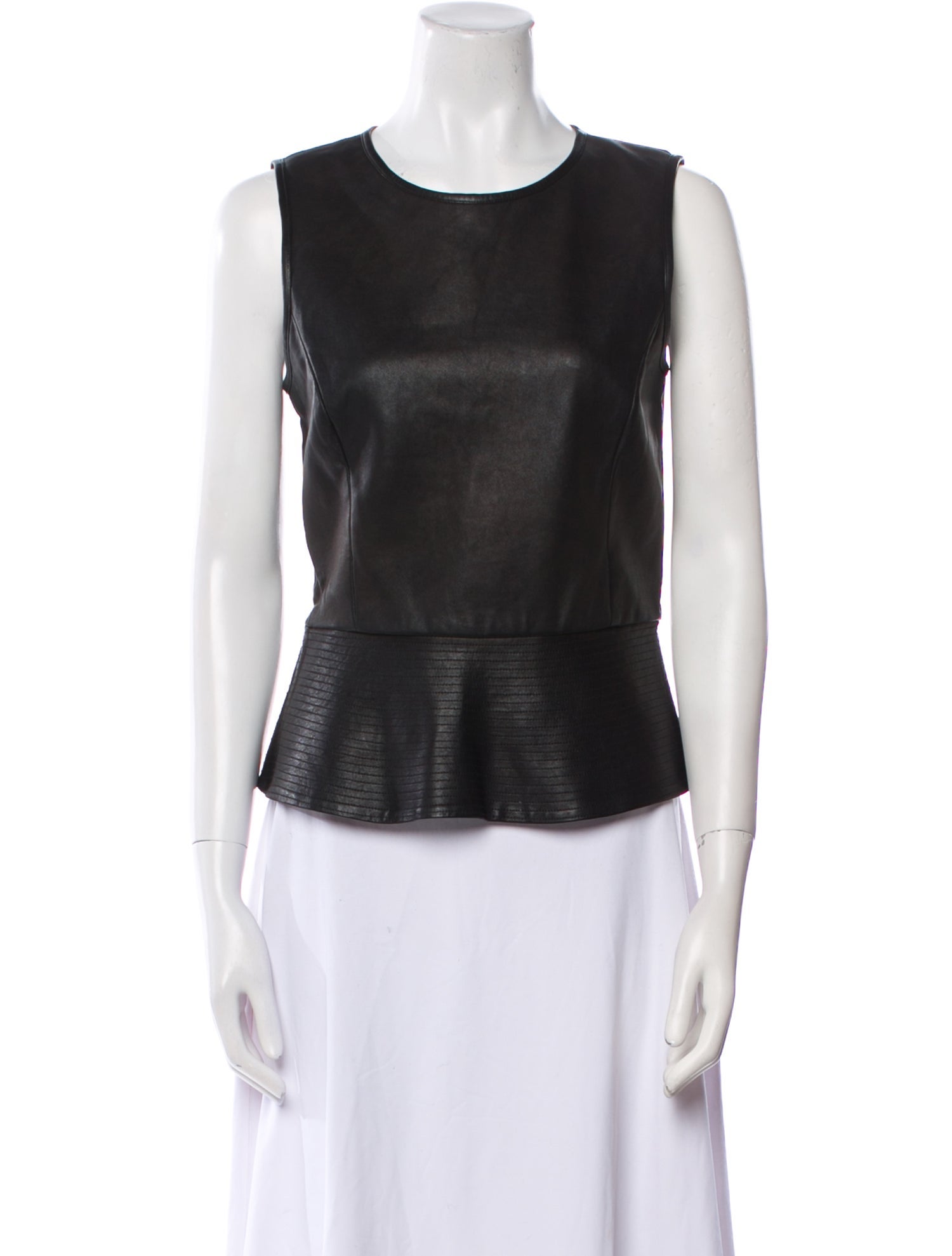 Theory Leather Crew Neck Top