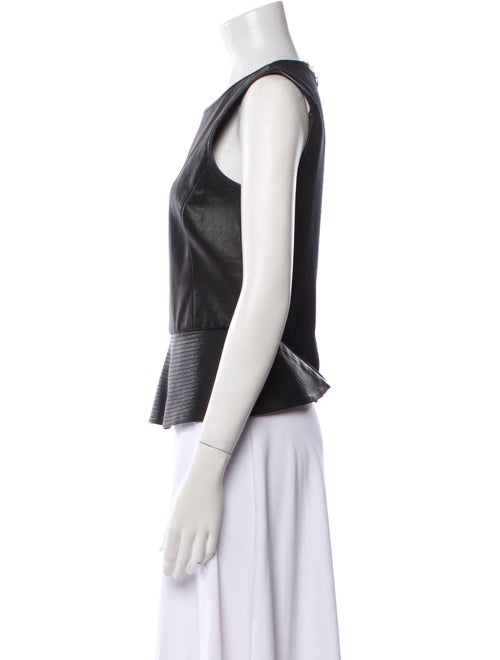 Theory Leather Crew Neck Top