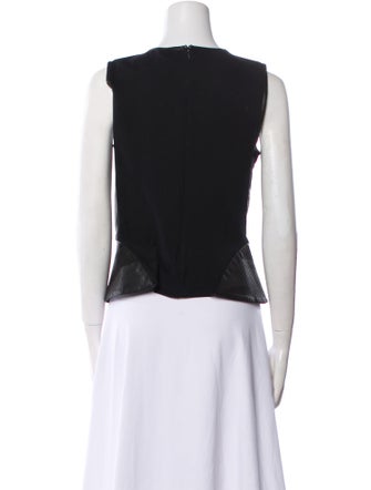 Theory Leather Crew Neck Top