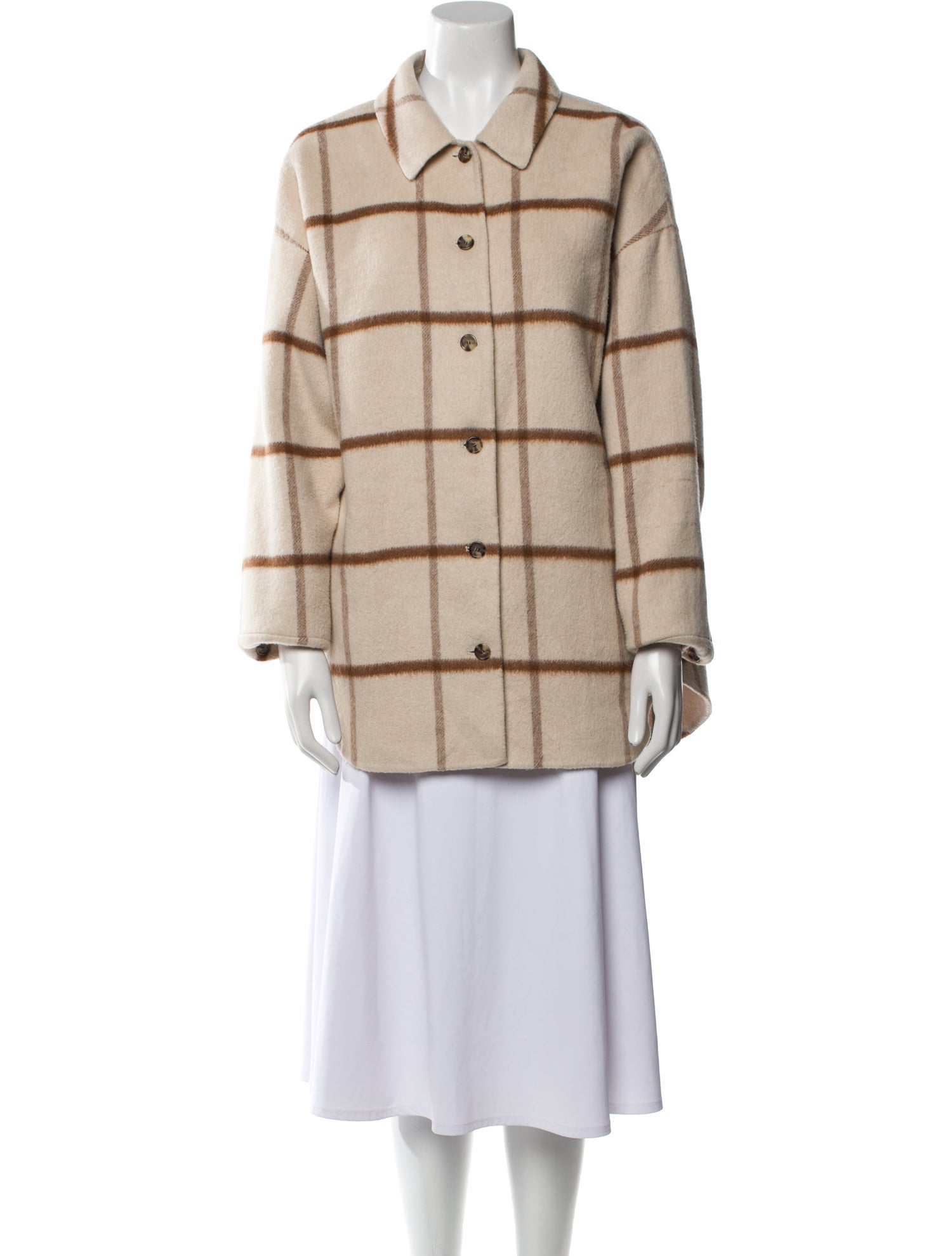 Theory Plaid Print Faux Fur Jacket