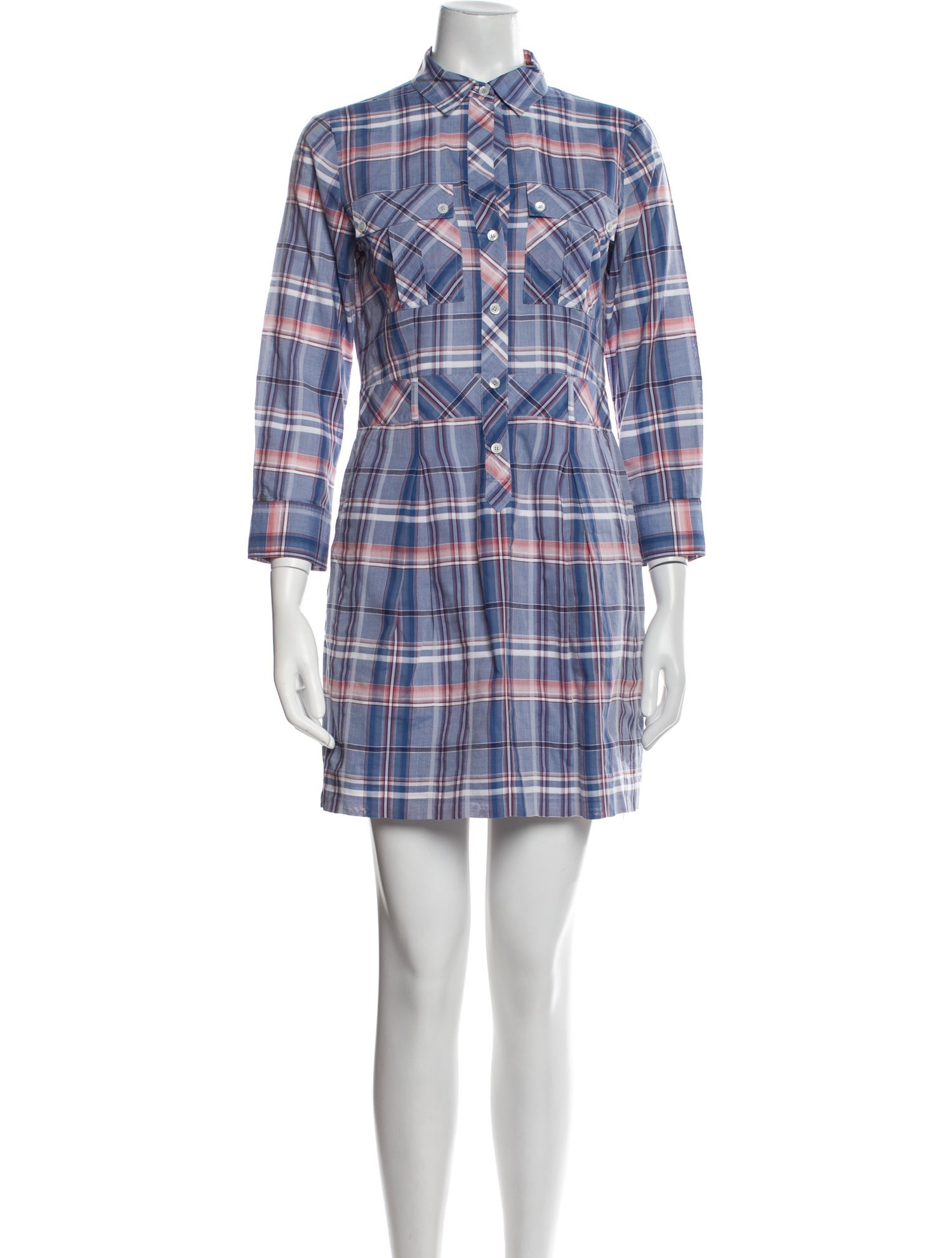 Theory Plaid Print Mini Dress