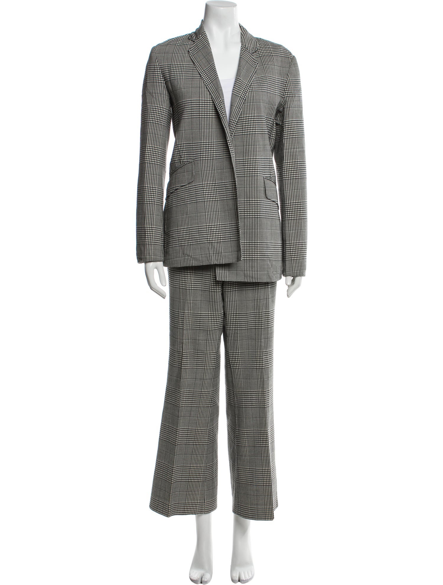 Theory Virgin Wool Houndstooth Print Pantsuit