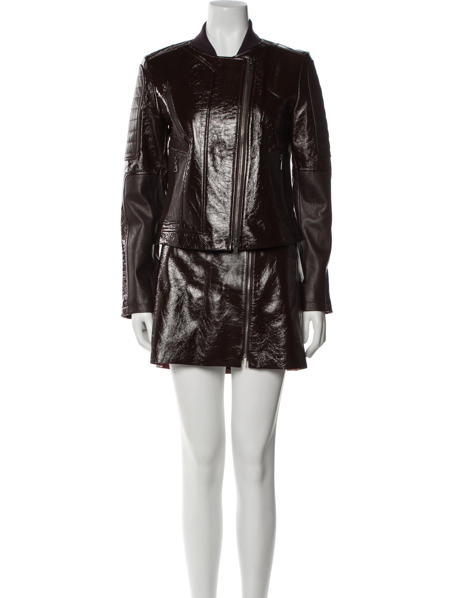 Theory Lamb Leather Leather Trim Embellishment Skirt Set