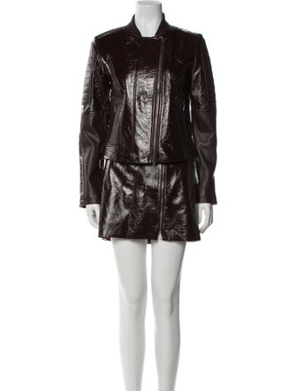 Theory Lamb Leather Leather Trim Embellishment Skirt Set