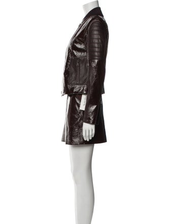 Theory Lamb Leather Leather Trim Embellishment Skirt Set