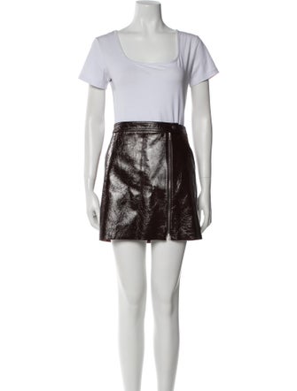 Theory Lamb Leather Leather Trim Embellishment Skirt Set