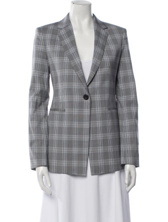 Theory Virgin Wool Plaid Print Blazer