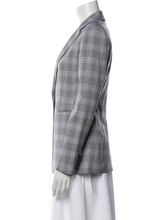 Theory Virgin Wool Plaid Print Blazer